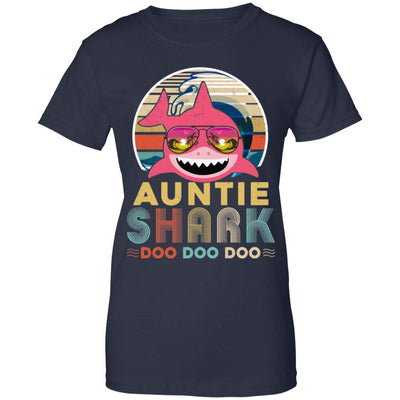 Retro Vintage Auntie Shark Doo Doo Doo-T-Shirt & Hoodie-Women's T-Shirt-Navy