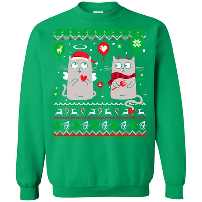 Halo Halo Christmas Cat Lover-T-Shirt & Hoodie-Crewneck Sweatshirt-Irish Green