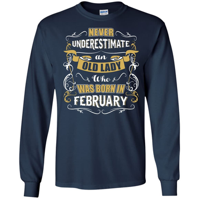 An Old Lady Who Was Born In February-T-Shirt & Hoodie-Long Sleeve T-Shirt-Navy
