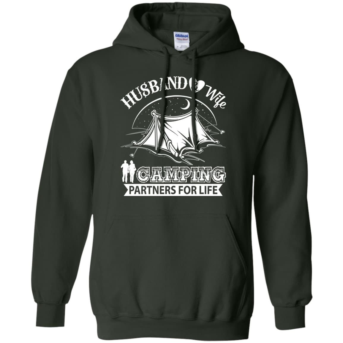 Husband And Wife Camping Partners For Life-T-Shirt & Hoodie-Pullover Hoodie-Forest Green