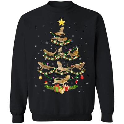 Bearded Dragon Christmas Tree Funny Reptile Lover Xmas Gifts-T-Shirt & Sweatshirt-Crewneck Sweatshirt-Black