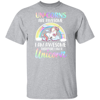 Unicorns Are Awesome I Am Awesome Therefore I Am A Unicorn-T-Shirt & Hoodie-Classic T-Shirt-Sport Grey