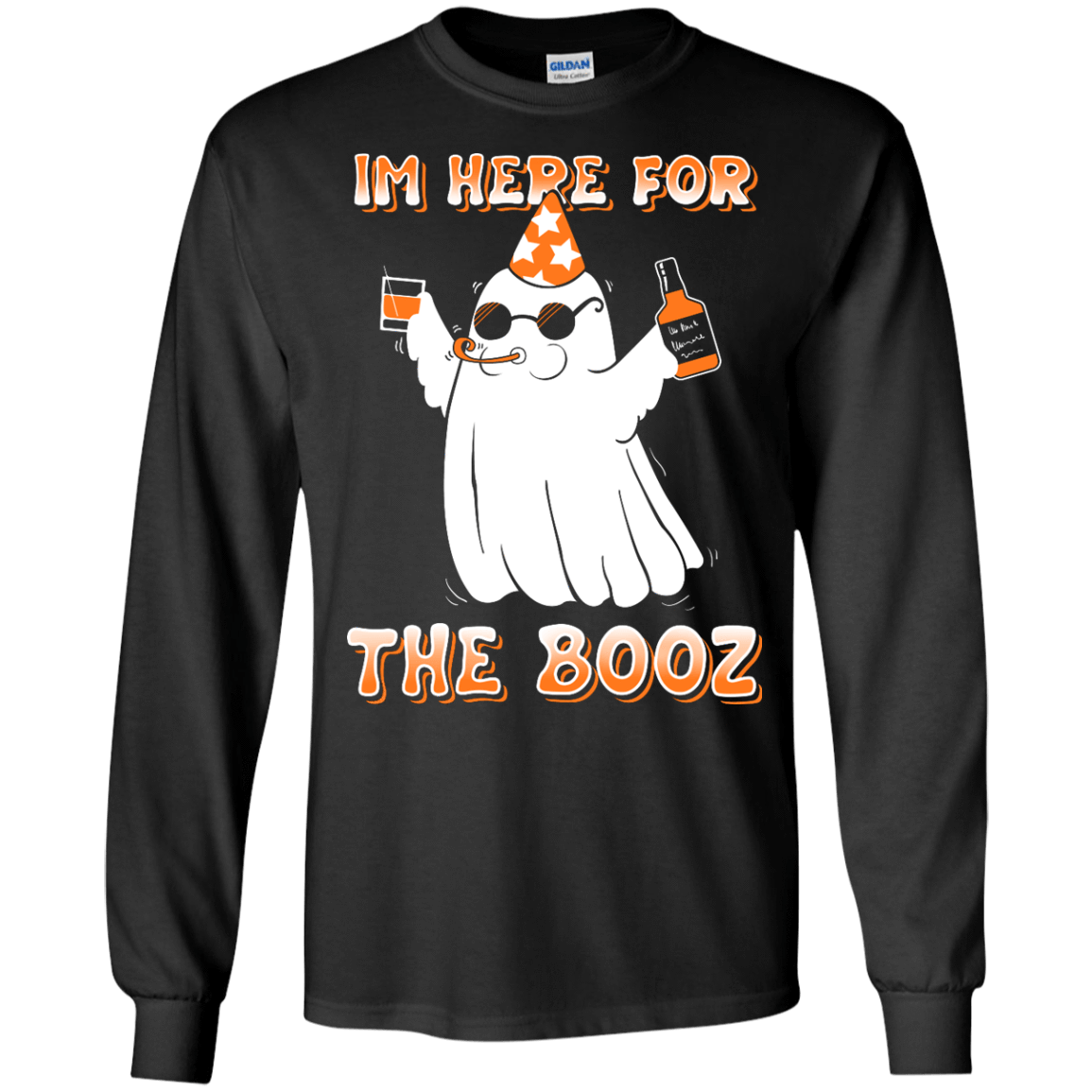 I'm Here For The Booz Halloween-T-Shirt & Hoodie-Long Sleeve T-Shirt-Black