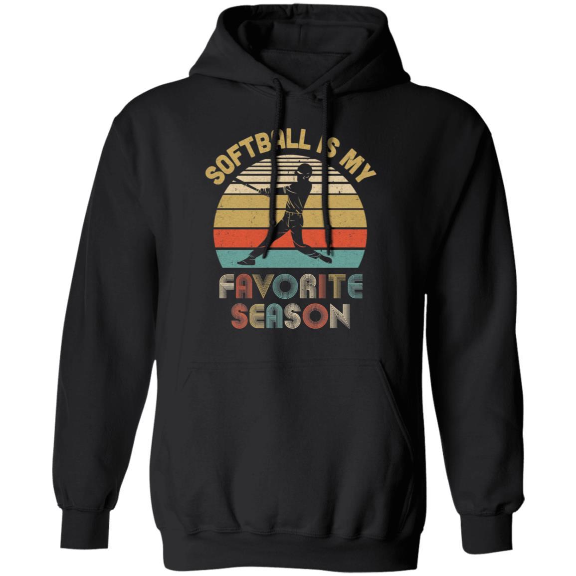 Softball Is My Favorite Season Vintage-T-Shirt & Hoodie-Pullover Hoodie-Black
