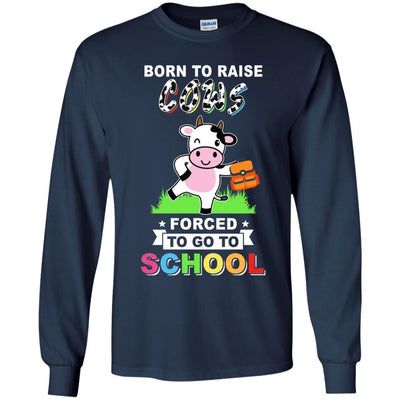 Born To Raise Cow Forced To Go To School Youth-Youth Shirt-Youth Long Sleeve T-Shirt-Navy