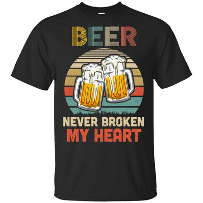 Vintage Beer Never Broke My Heart Funny Drinking-T-Shirt & Hoodie-Classic T-Shirt-Black