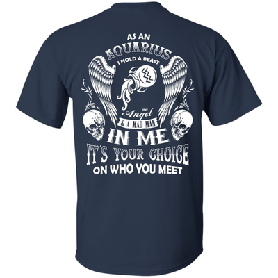 As An Aquarius I Hold A Beast An Angel A Madman In Me-T-Shirt & Hoodie-Classic T-Shirt-Navy