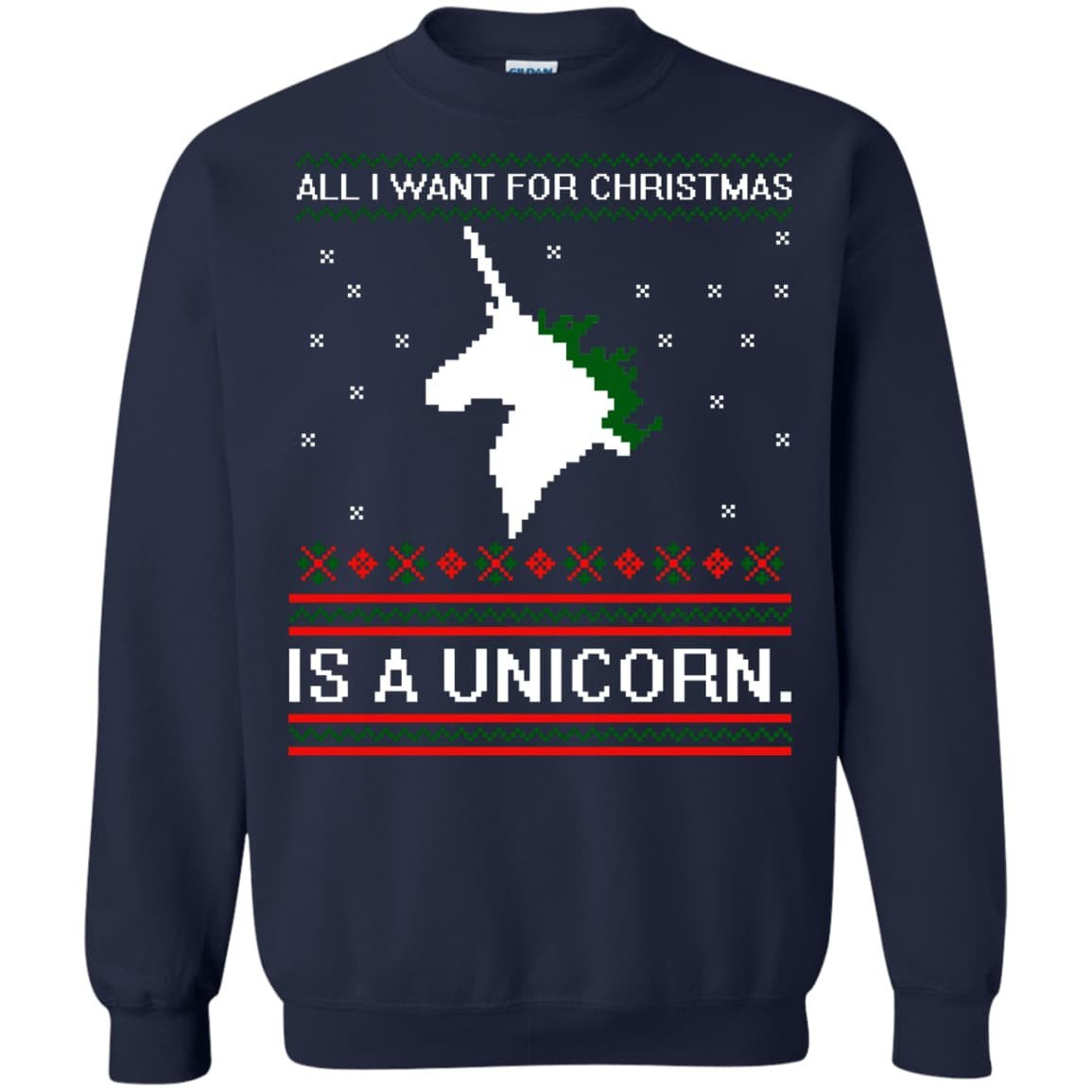 All I Want For Christmas Is A Unicorn Sweater-T-Shirt & Hoodie-Crewneck Sweatshirt-Navy