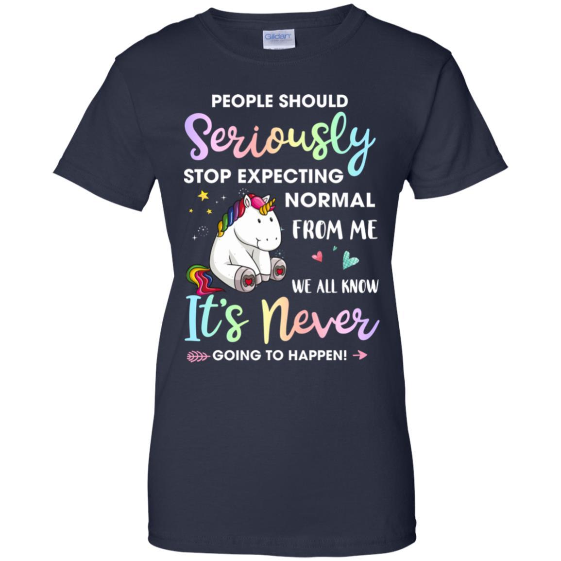 People Should Stop Expecting Normal From Me Unicorn-T-Shirt & Tank Top-Women's T-Shirt-Navy