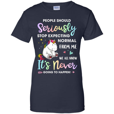 People Should Stop Expecting Normal From Me Unicorn-T-Shirt & Tank Top-Women's T-Shirt-Navy