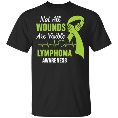 Lymphoma Awareness Green Not All Wounds Are Visible-T-Shirt & Hoodie-Classic T-Shirt-Black