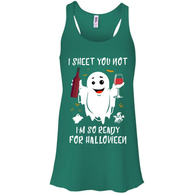 I Sheet You Not I'm So Ready For Halloween Boo Drinking Wine-T-Shirt & Tank Top-Women's Flowy Racerback Tank-Kelly Green