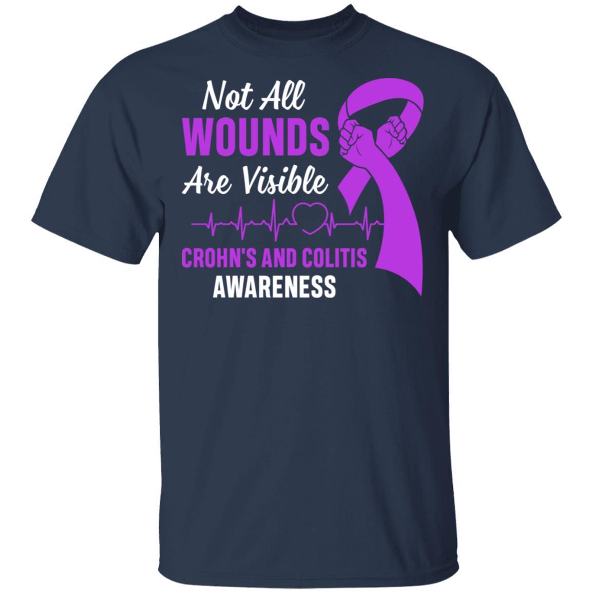 Crohn's And Colitis Awareness Not All Wounds Are Visible-T-Shirt & Hoodie-Classic T-Shirt-Navy