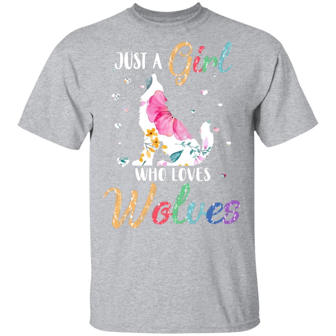 Just A Girl Who Loves Wolves Cute Wolve Lover-T-Shirt & Hoodie-Classic T-Shirt-Sport Grey