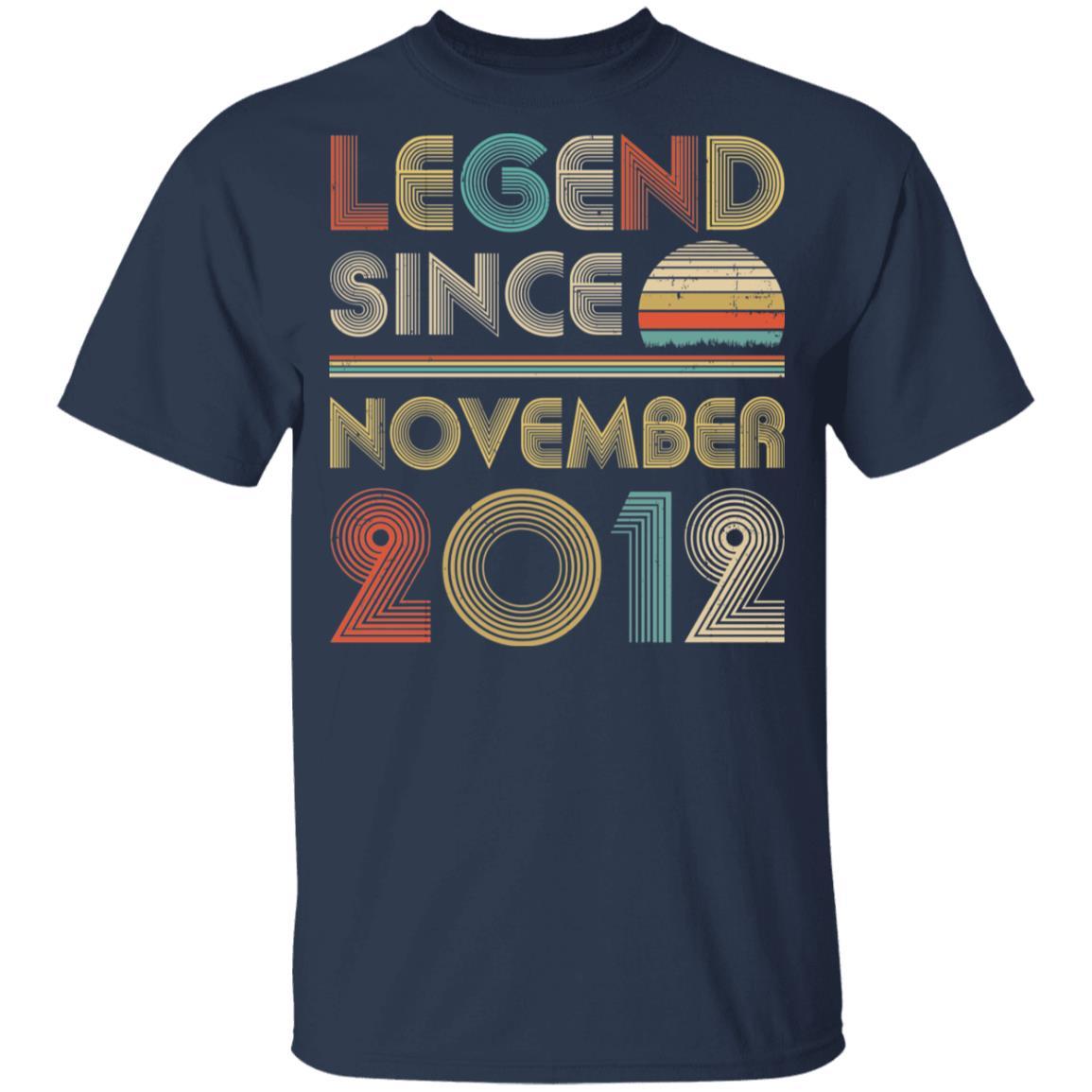 Legend Since November 2012 Vintage 9th Birthday Gifts Youth-Youth Shirt-Youth T-Shirt-Navy