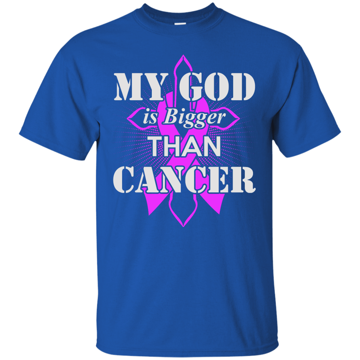My God Is Bigger Than Cancer Purple Awareness Ribbon-T-Shirt & Hoodie-Classic T-Shirt-Royal