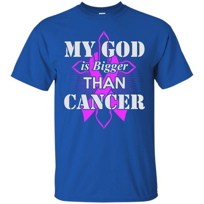 My God Is Bigger Than Cancer Purple Awareness Ribbon-T-Shirt & Hoodie-Classic T-Shirt-Royal