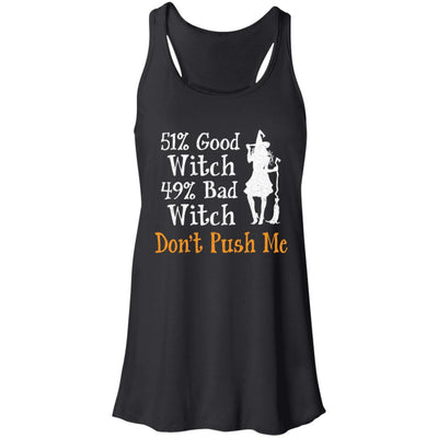 51% Good Witch 49% Bad Witch Halloween Costume Gift-T-Shirt & Tank Top-Women's Flowy Racerback Tank-Black