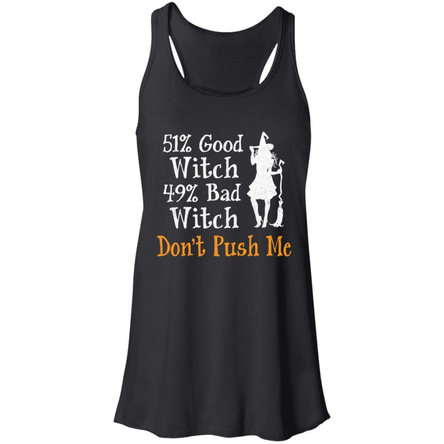51% Good Witch 49% Bad Witch Halloween Costume Gift-T-Shirt & Tank Top-Women's Flowy Racerback Tank-Black