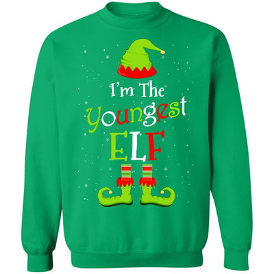 I'm The Youngest Elf Family Matching Funny Christmas Group Gift-T-Shirt & Sweatshirt-Crewneck Sweatshirt-Irish Green