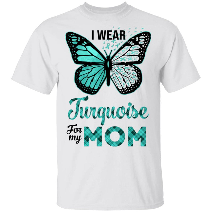 I Wear Turquoise For My Mom Butterfly Dysautonomia Awareness-T-Shirt & Hoodie-Classic T-Shirt-White