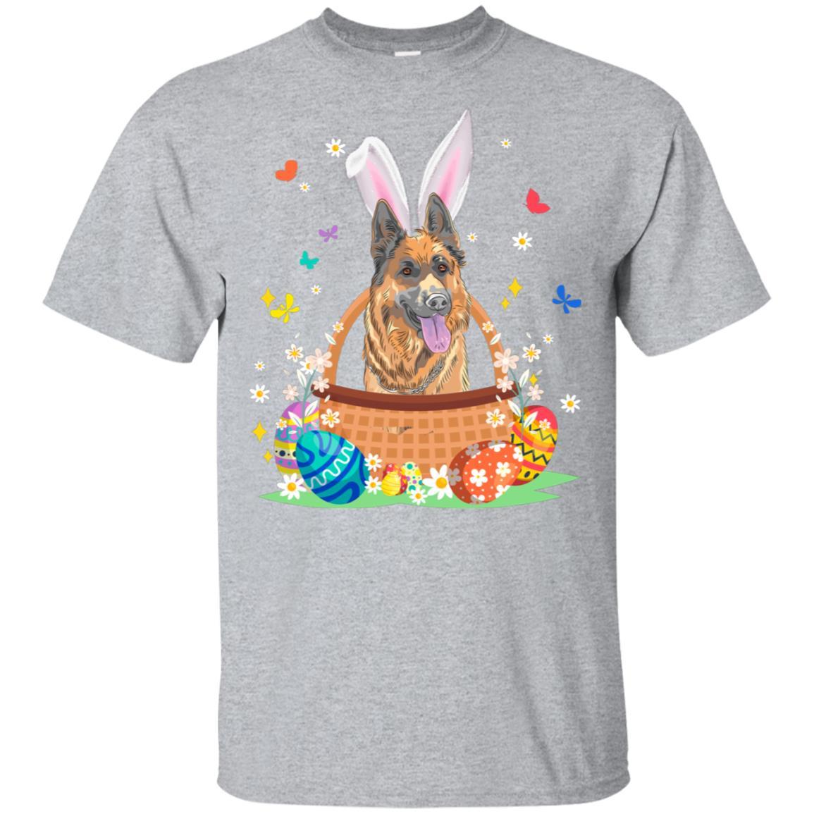 German Shepherd Bunny Hat Rabbit Easter Eggs-T-Shirt & Hoodie-Classic T-Shirt-Sport Grey