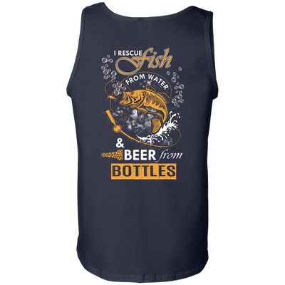 I Rescue Fish From Water Beer From Bottles-T-Shirt & Hoodie-Unisex Tank-Navy