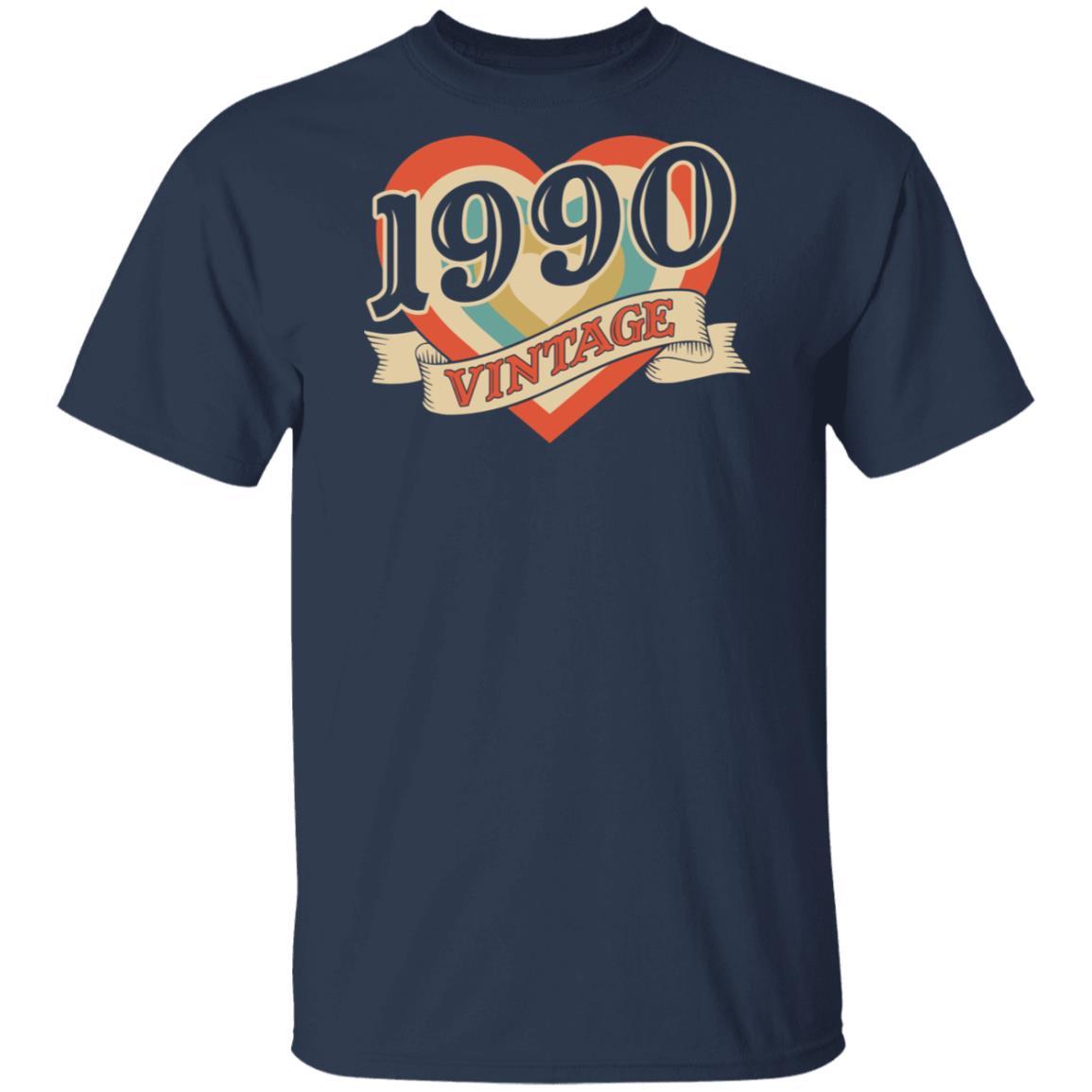 31th Birthday Gifts Classic Retro Heart Vintage 1990-T-Shirt & Tank Top-Classic T-Shirt-Navy