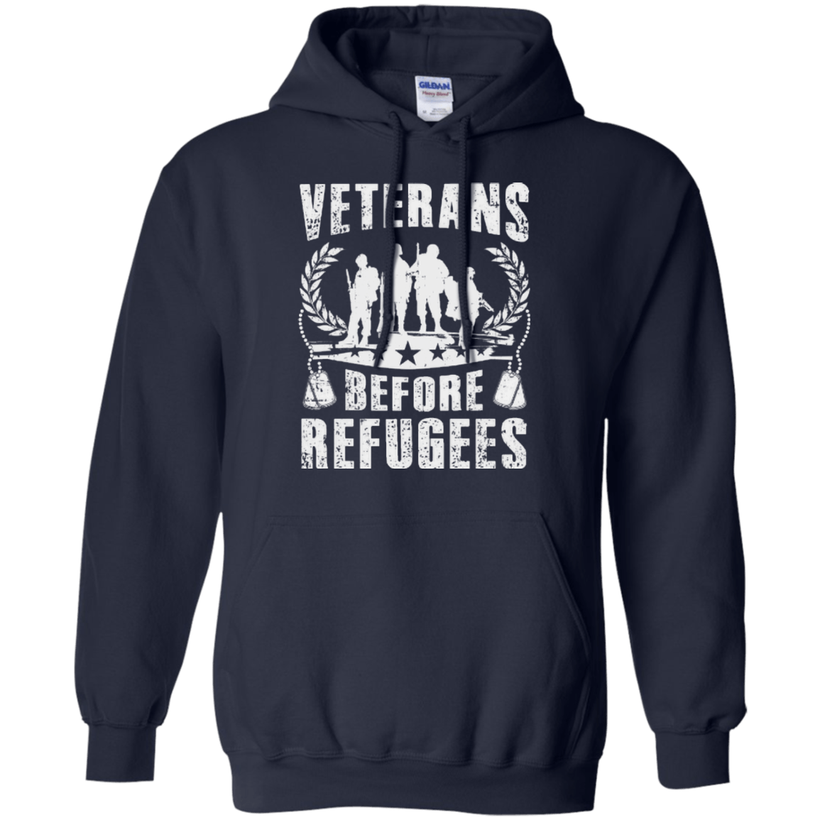 VETERANS BEFORE REFUGEES-T-Shirt & Hoodie-Pullover Hoodie-Navy