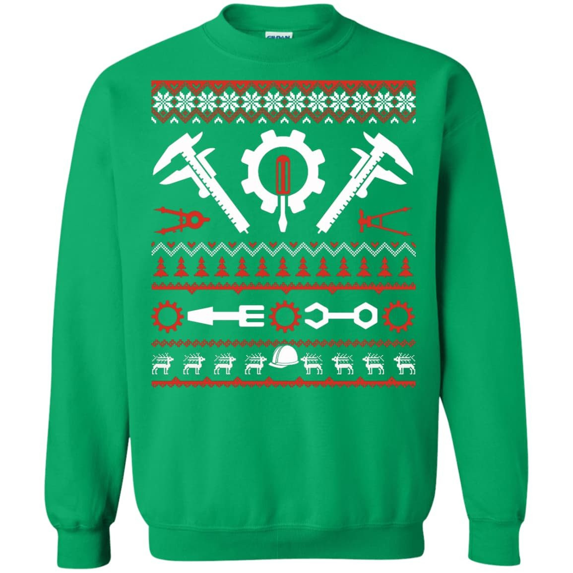 Engineer Christmas Sweater-T-Shirt & Hoodie-Crewneck Sweatshirt-Irish Green