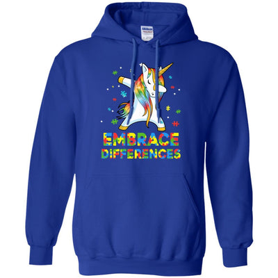 Dabbing Unicorn Autism Awareness Embrace Differences-T-Shirt & Hoodie-Pullover Hoodie-Royal