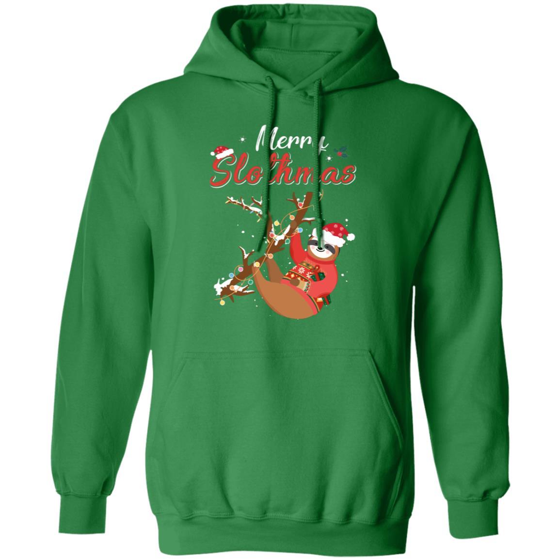 Merry Slothmas Christmas Pajama For Sloth Lovers-T-Shirt & Hoodie-Pullover Hoodie-Irish Green