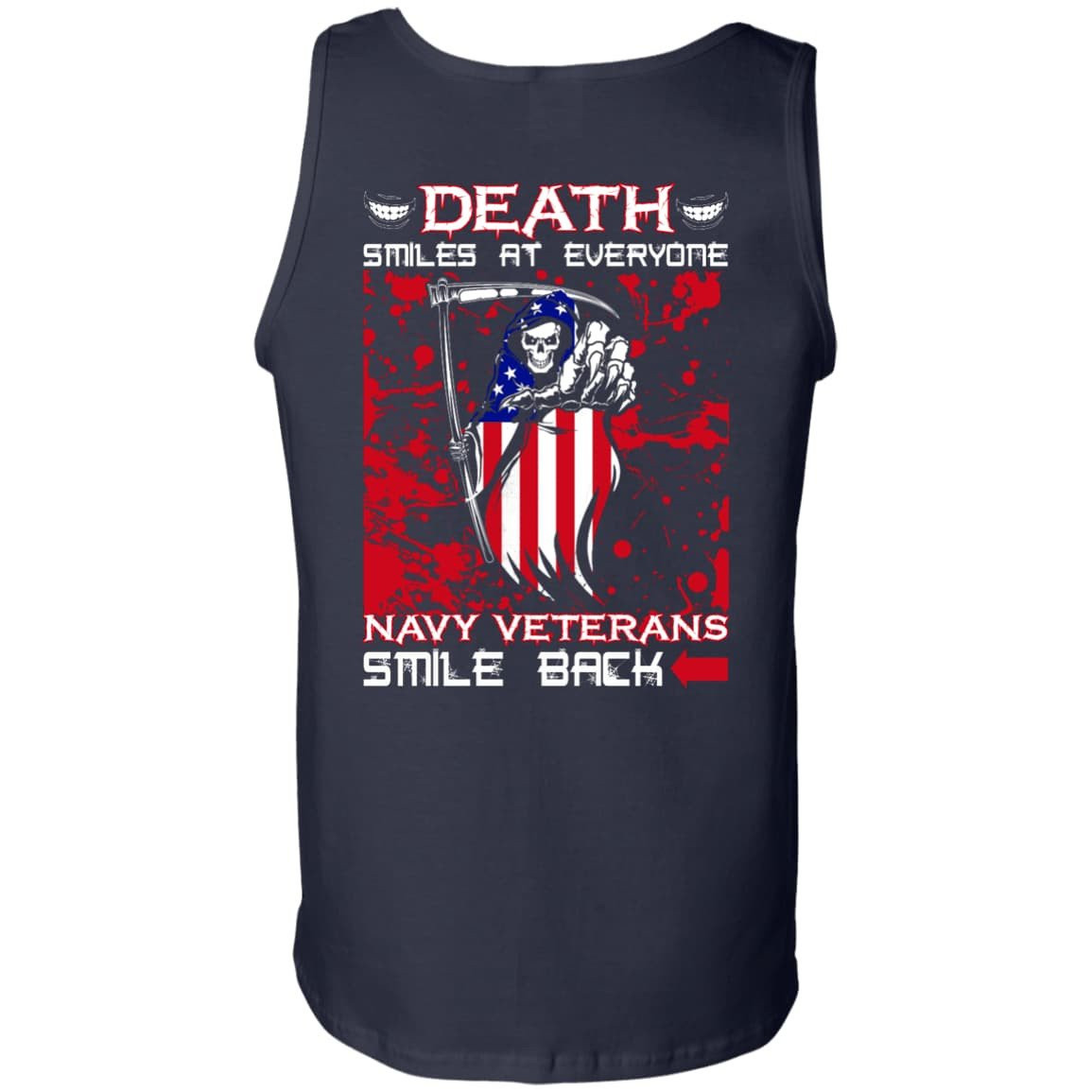 Death Smiles At Everyone Navy Veterans Smile Back-T-Shirt & Hoodie-Unisex Tank-Navy