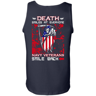 Death Smiles At Everyone Navy Veterans Smile Back-T-Shirt & Hoodie-Unisex Tank-Navy