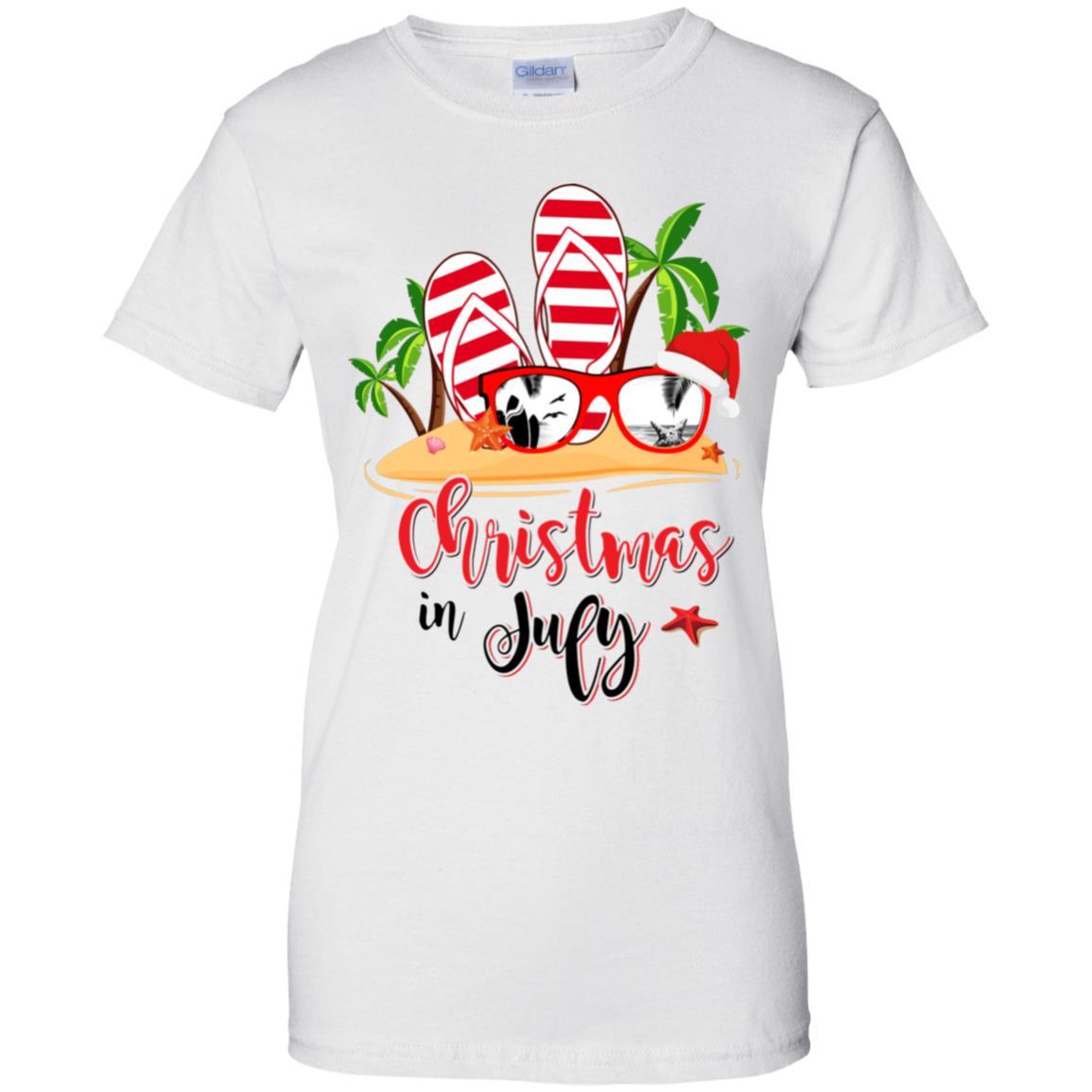 Flip Flop Sunglasses Christmas In July Summer Beach Vacation-T-Shirt & Tank Top-Women's T-Shirt-White