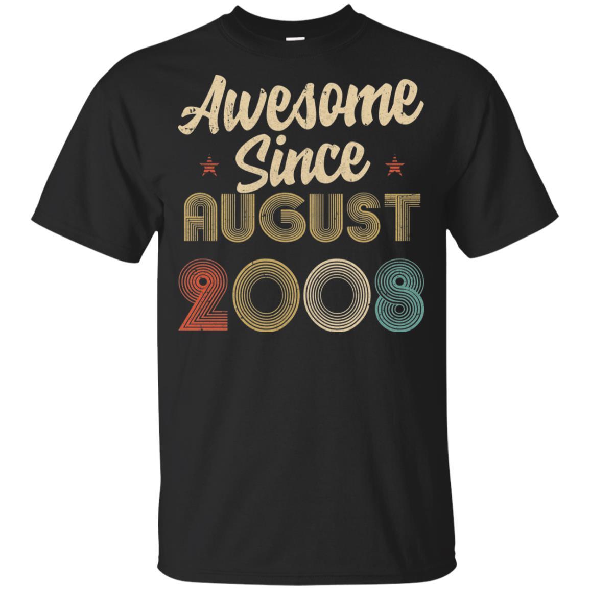 Awesome Since August 2008 Vintage 13th Birthday Gifts Youth-Youth Shirt-Youth T-Shirt-Black