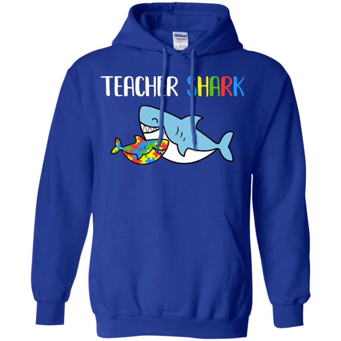 Teacher Shark Support Autism Awareness For Child-T-Shirt & Hoodie-Pullover Hoodie-Royal