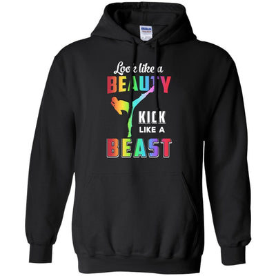Look Like Beauty Kick Like Beast Women Kickboxing Gift-T-Shirt & Tank Top-Pullover Hoodie-Black