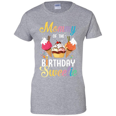 Funny Ice Cream Cones Mommy Of The Birthday Sweetie-T-Shirt & Tank Top-Women's T-Shirt-Sport Grey