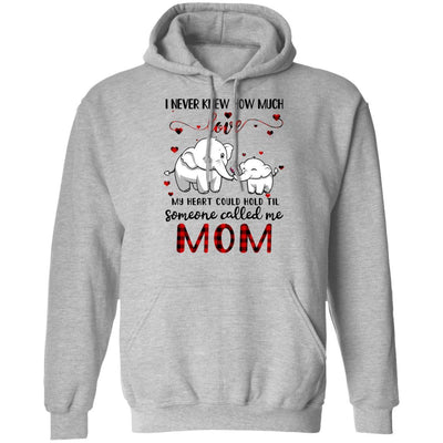 Someone Called Me Mom Elephant Red Plaid Mother's Day-T-Shirt & Hoodie-Pullover Hoodie-Sport Grey