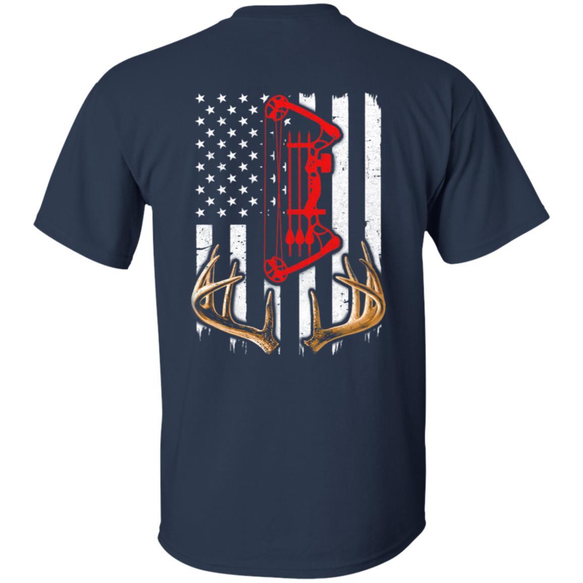 Deer Hunting US Flag Deer Hunter-T-Shirt & Hoodie-Classic T-Shirt-Navy
