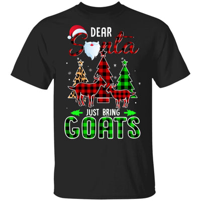 Dear Santa Just Bring Goats Christmas Gift Buffalo Plaid-T-Shirt & Sweatshirt-Classic T-Shirt-Black