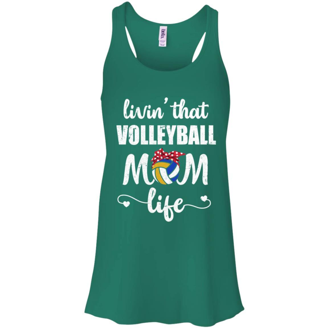 Living That Volleyball Mom Life Mothers Day Gifts-T-Shirt & Tank Top-Women's Flowy Racerback Tank-Kelly Green