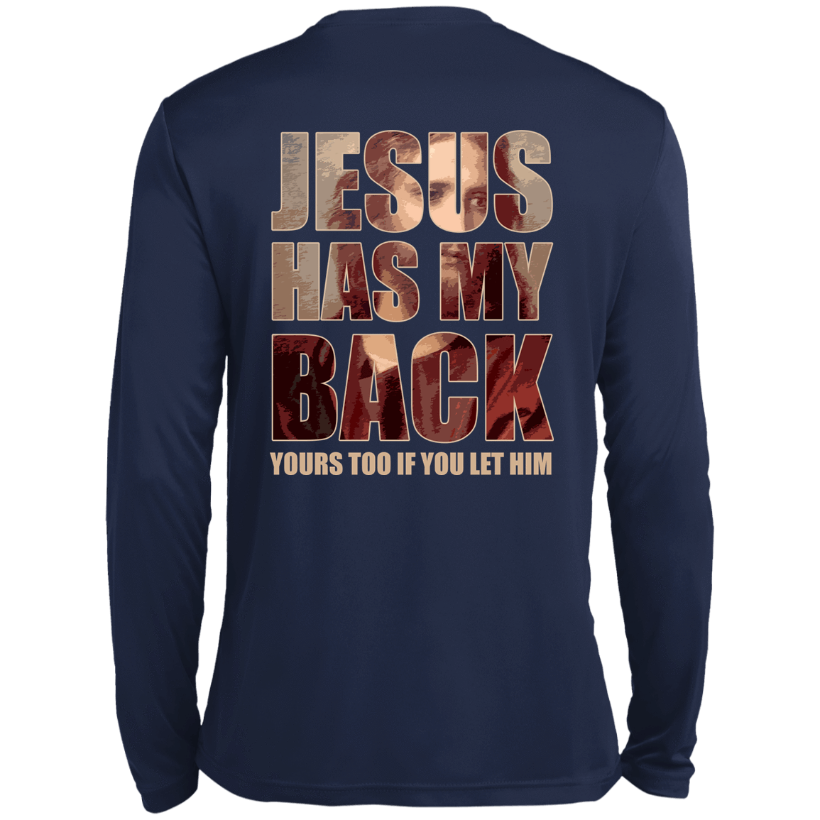 Jesus Has My Back-T-Shirt & Hoodie-Long Sleeve T-Shirt-Navy
