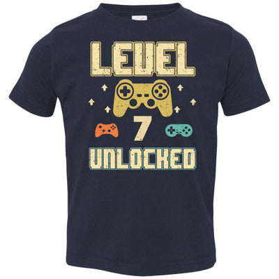 Level 7 Unlocked Video Gamer 7th Birthday Gift Youth-Youth Shirt-Toddler T-Shirt-Navy