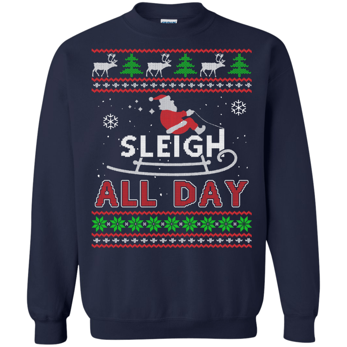 Sleigh All Day-T-Shirt & Hoodie-Crewneck Sweatshirt-Navy