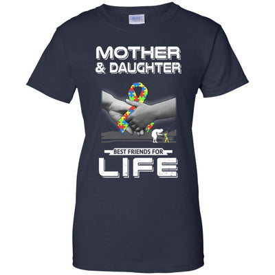 Autism Awareness Mother And Daughter Best Friends For Life-T-Shirt & Hoodie-Women's T-Shirt-Navy