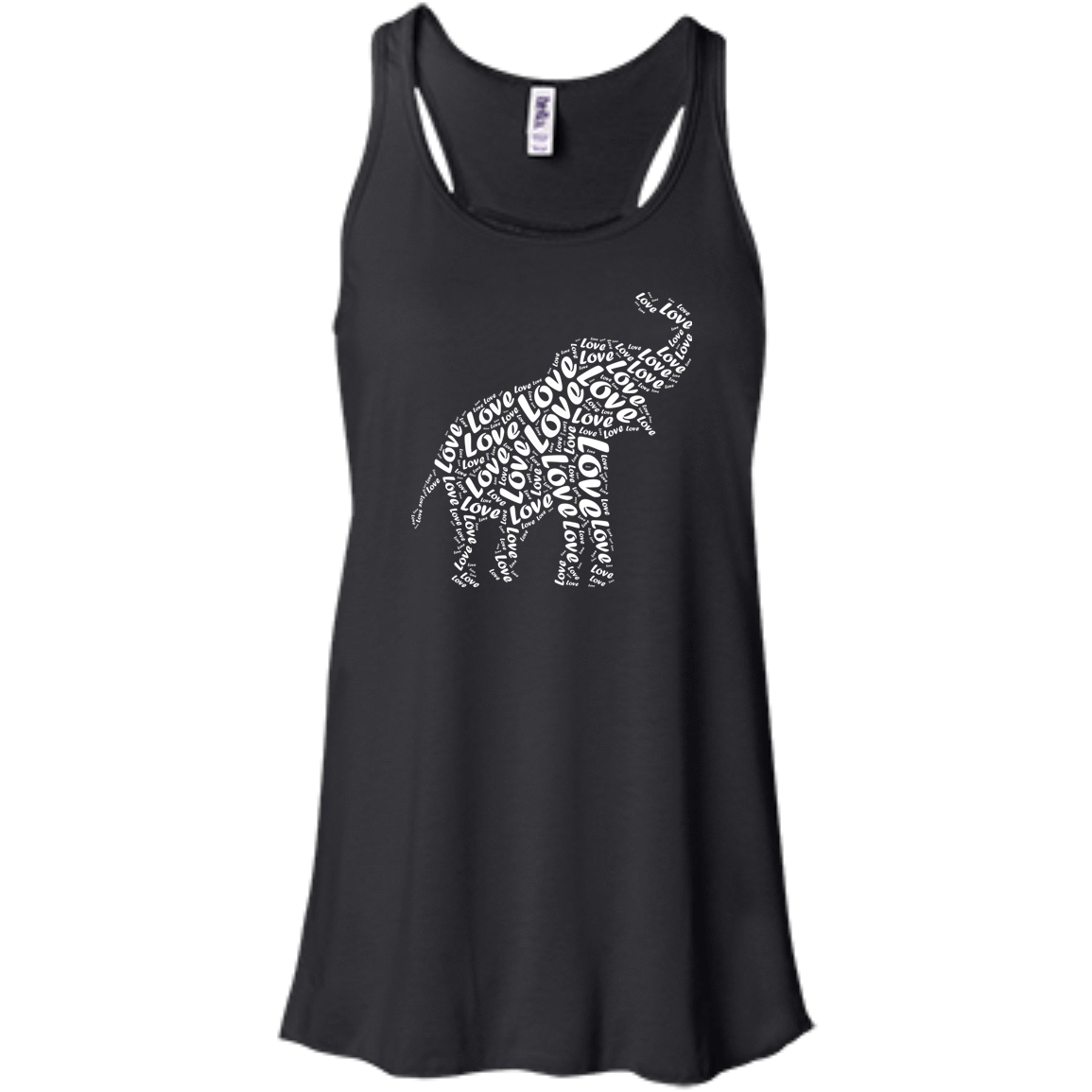 I Love Elephant-T-Shirt & Hoodie-Women's Flowy Racerback Tank-Black