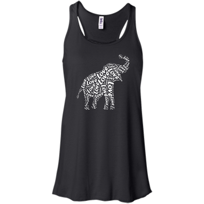 I Love Elephant-T-Shirt & Hoodie-Women's Flowy Racerback Tank-Black