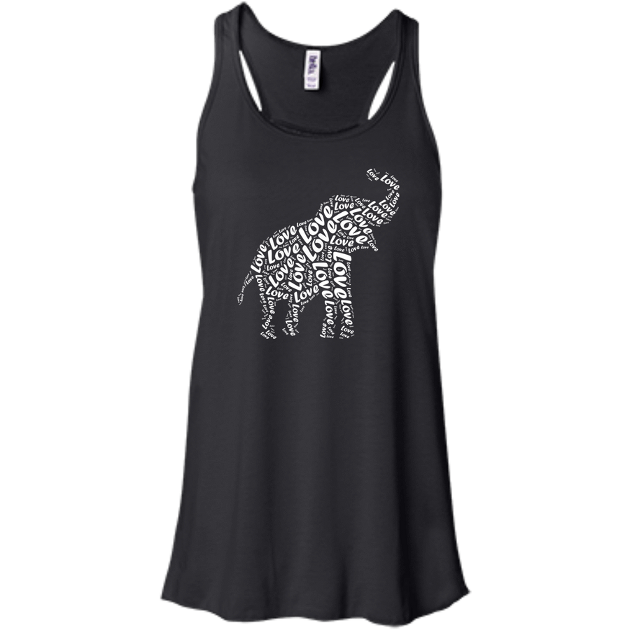 I Love Elephant-T-Shirt & Hoodie-Women's Flowy Racerback Tank-Black